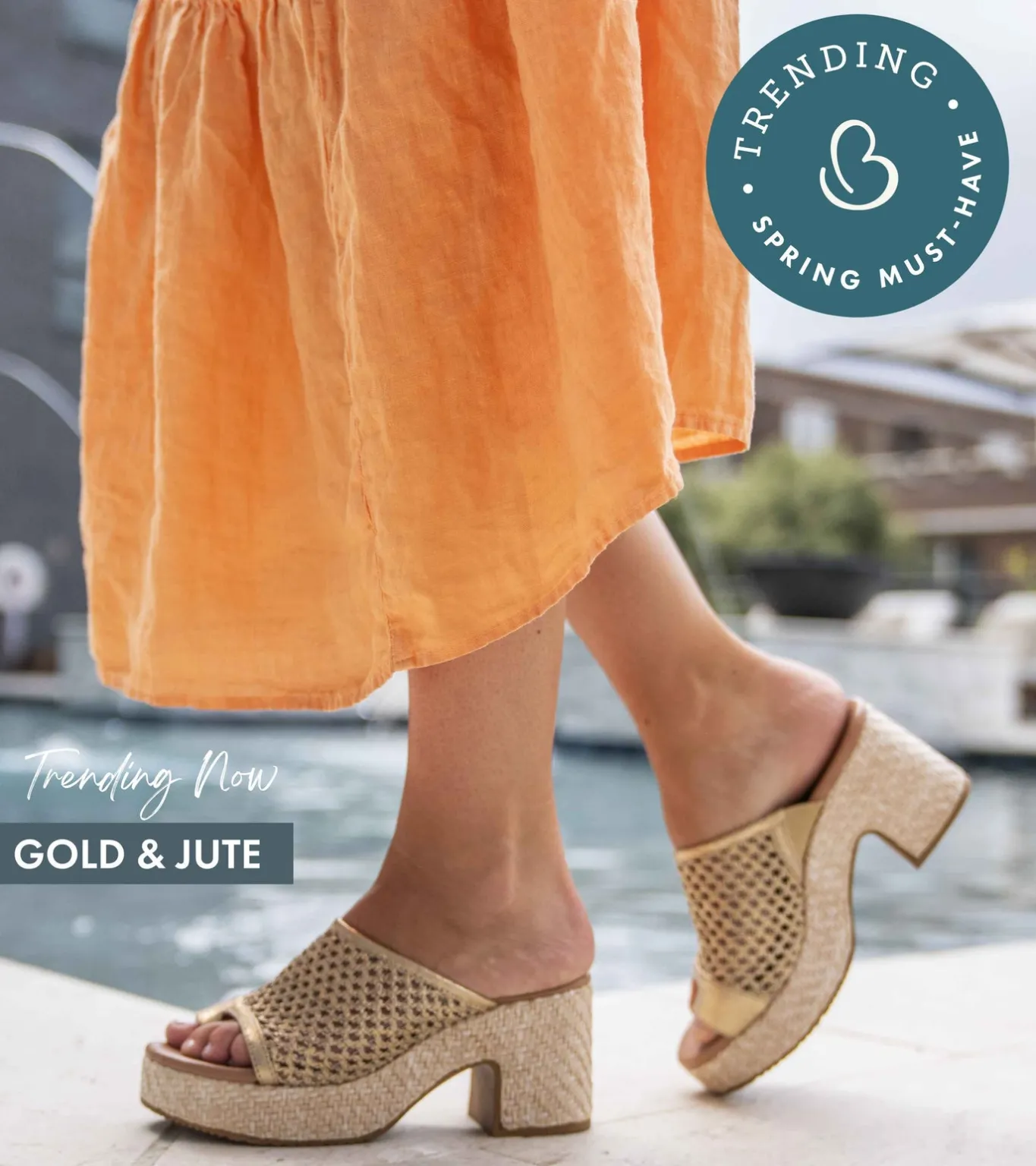 New Michaela Block Heel Sandal Slides & Slip On Sandals